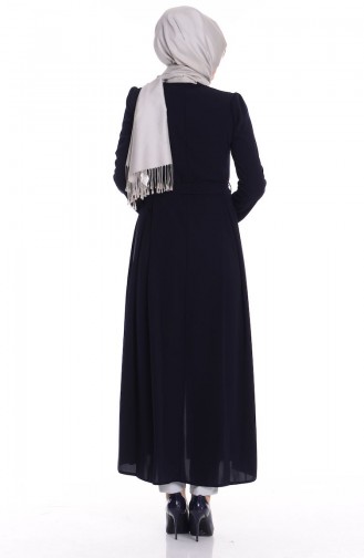 Abaya mit Gürtel 0448-02 Dunkelblau 0448-02