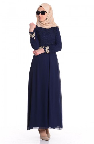 Chiffon Dress 51983A-01 Navy Blue 51983A-01