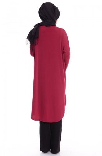 Fermuarlı Hırka 3491-08 Bordo