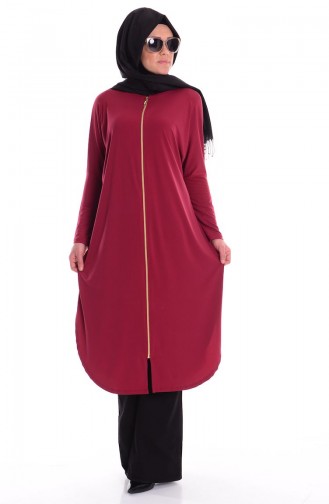 Fermuarlı Hırka 3491-08 Bordo