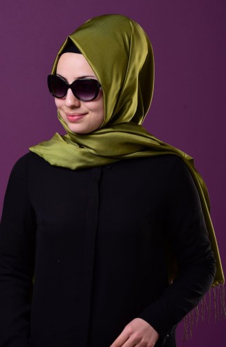 صفا ميرفي-شال بتصميم لامع لون أخضر فستقي 1-10