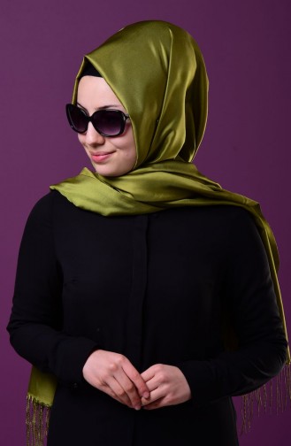 صفا ميرفي-شال بتصميم لامع لون أخضر فستقي 1-10