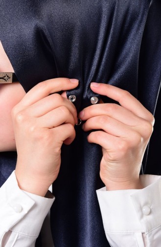 Dark Navy Blue Snap Button Shawl 1-26