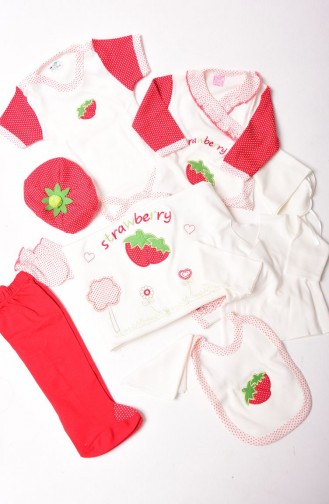 Red Baby Bodysuit Set 1457-01