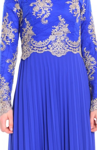 Saxe Hijab Evening Dress 6991-03