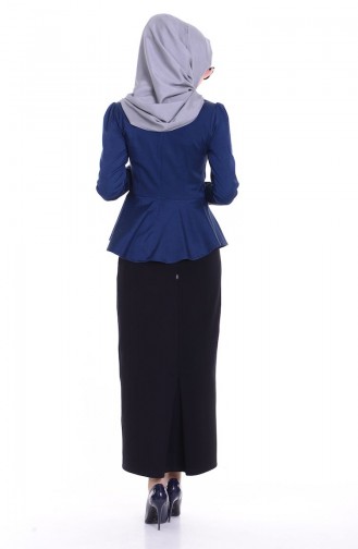 Tafta Bluz Etek İkili Takım 1053-04 İndigo