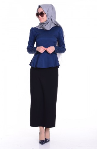 Tafta Bluz Etek İkili Takım 1053-04 İndigo