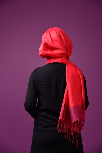 Red Snap Button Shawl 1-23