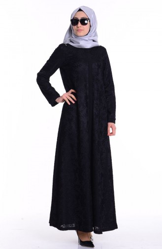 Desenli Ferace 0555-01 Siyah