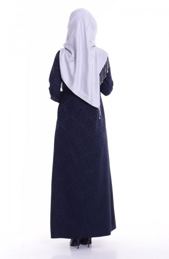 Navy Blue Hijab Dress 7256-12