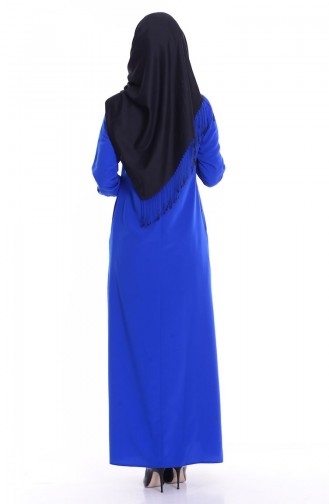 Saks-Blau Hijab Kleider 7256A-01