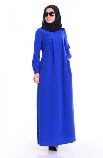 Saks-Blau Hijab Kleider 7256A-01