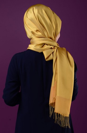 Saffron Colored Snap Button Shawl 1-30