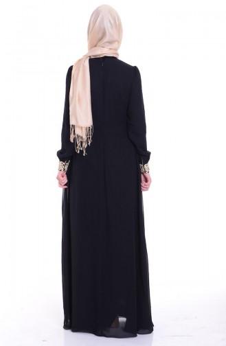 Şifon İşlemeli Elbise 52282-03 Siyah