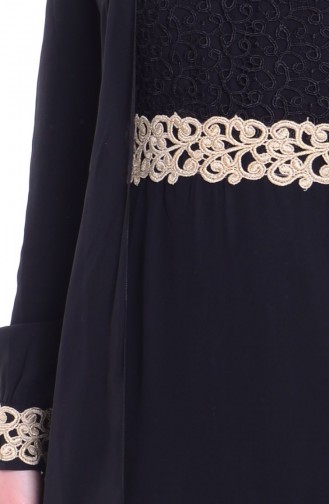 Şifon İşlemeli Elbise 52282-03 Siyah