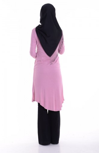 Boncuk Detaylı Tunik 0526-04 Pudra