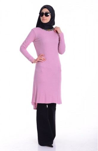 Boncuk Detaylı Tunik 0526-04 Pudra