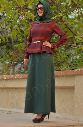Green Hijab Evening Dress 4092-03