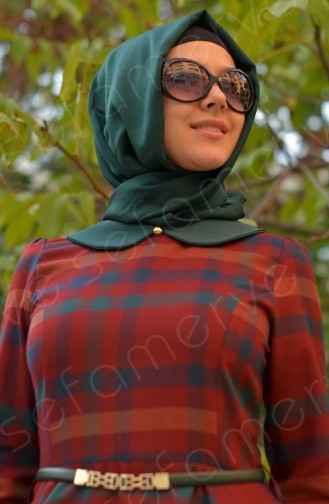 Green Hijab Evening Dress 4092-03