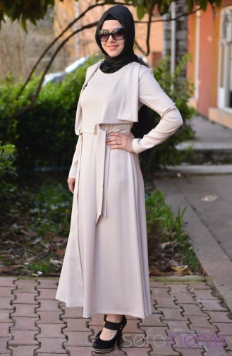 Şükran Dress 4101-01 Cream 4101-01