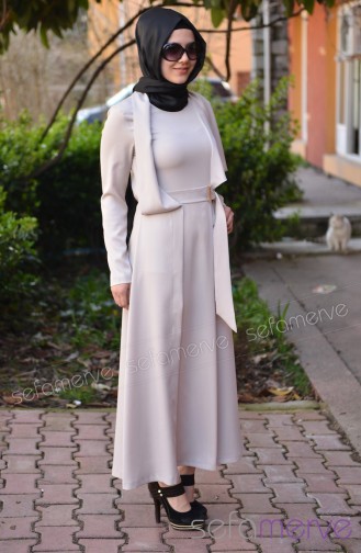 Şükran Dress 4101-01 Cream 4101-01