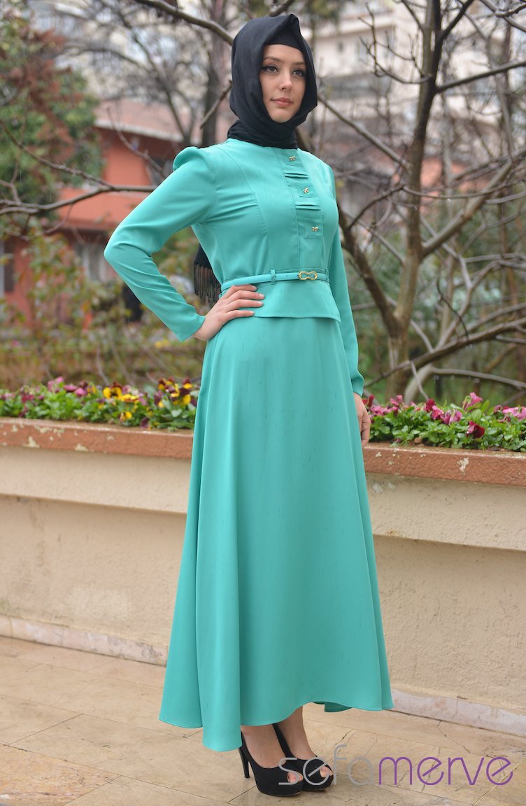 Sukran Abiye Elbise 4103 03 Mint Yesili Sefamerve