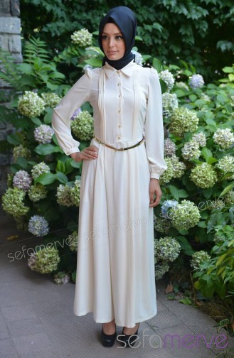 Şükran Tulum Elbise Y4062-04 Ekru