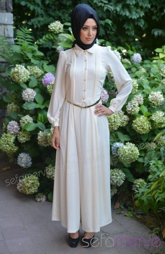 Şükran Tulum Elbise Y4062-04 Ekru