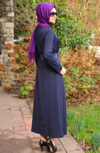 Dunkelblau Hijab Kleider 4124-01