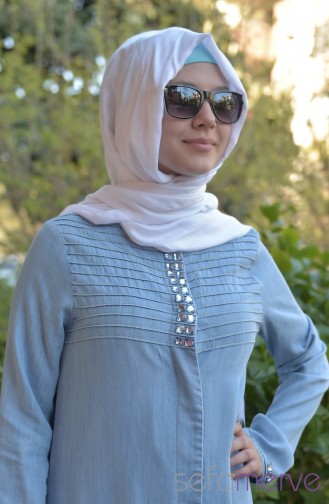 Sukran Denim Abaya New Season 35453-02 Light Blue 35453-02