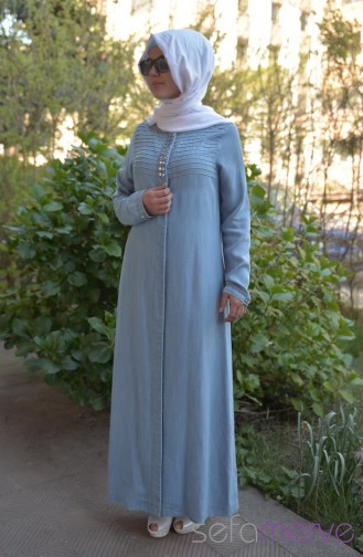 Sukran Denim Abaya New Season 35453-02 Light Blue 35453-02