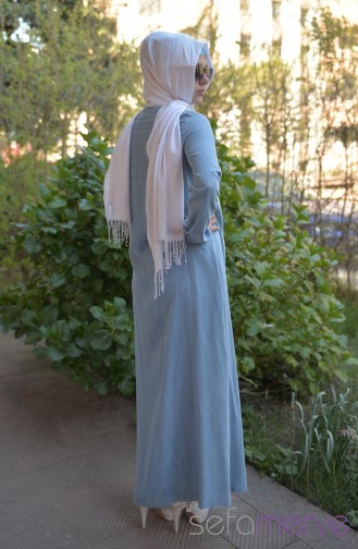 Sukran Denim Abaya New Season 35453-02 Light Blue 35453-02