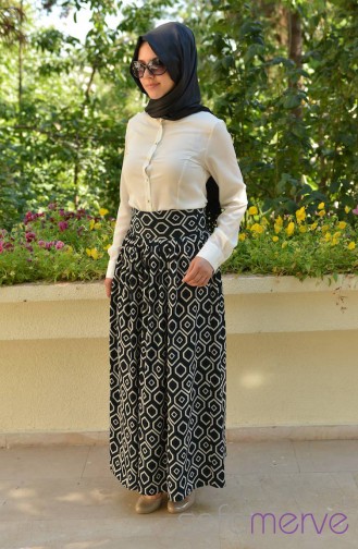 Karanfil Pantolon Etek 2654-05 Desenli Yeşil