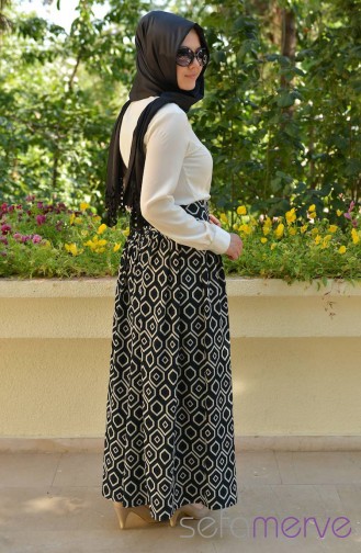 Karanfil Pantolon Etek 2654-05 Desenli Yeşil