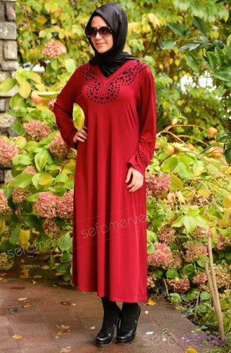 New Season Dress Models SHALL 2642-02 Claret Red 2642-02