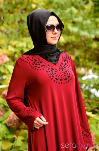 Laser Cutting Dress 2642-02 Claret Red 2642-02