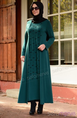 Yeni Sezon Elbise Modeli SHALL 2644 03 Yeşil