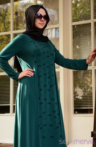 Yeni Sezon Elbise Modeli SHALL 2644 03 Yeşil