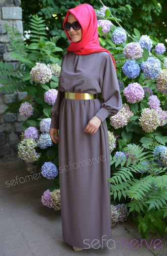 Sümbül Kalem Elbise 2656-05 Vizon