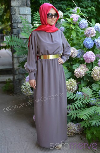 Sümbül Kalem Elbise 2656-05 Vizon