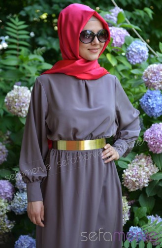 Sümbül Kalem Elbise 2656-05 Vizon