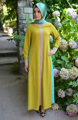 زمباك فستان بتصميم مُخطط 2650-03 لون أصفر داكن 2650-03