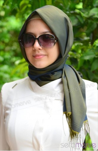 Sefamerve Suveybe Shawl 07 Navy Blue Army Green 07