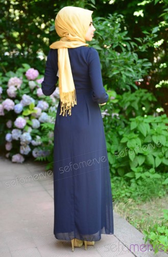 Dunkelblau Hijab Kleider 51983-01