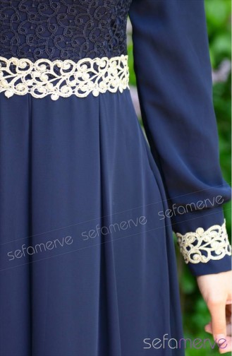 Navy Blue Hijab Dress 51983-01