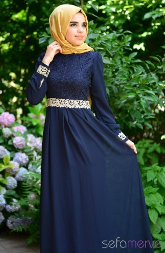 Hijab Dress FY 51983-01 Navy Blue 51983-01