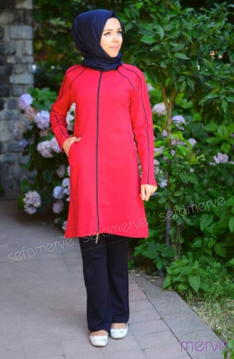 Tesettür Eşofman Takımı 5265-01 Bordo Lacivert