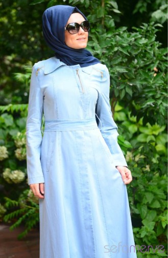 معطف فوقي أزرق 35477-01