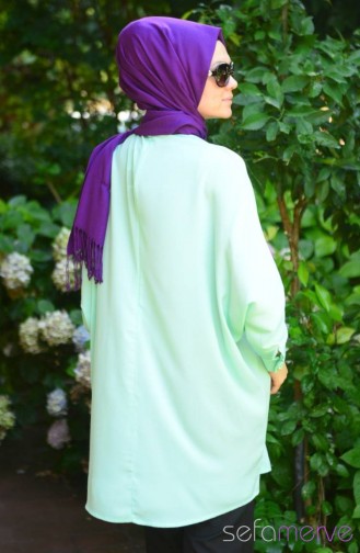 Tesettür Tunik PKR 3504-11 Koyu Mint Yeşil