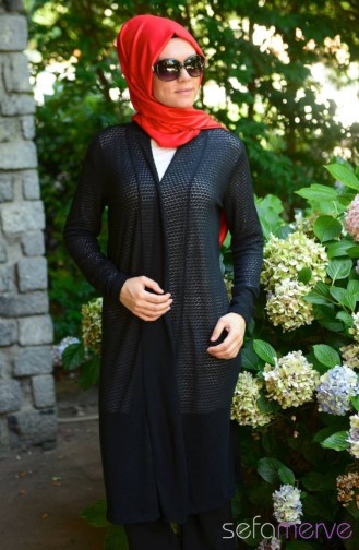 Yazlık Uzun Hırka 1478-01 Siyah